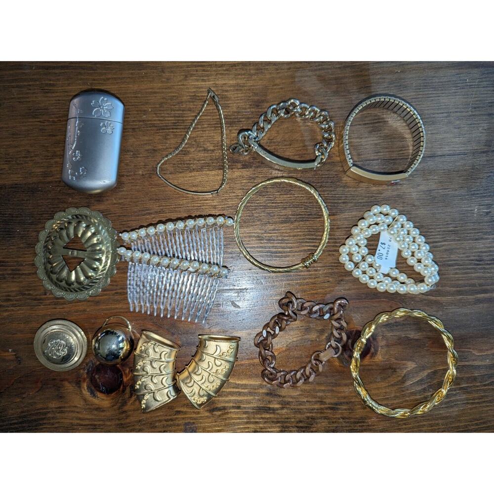 Lot 15 Vintage Estate Pieces Unmarked Wearable Copper Gold Colored